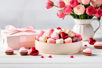 Birthday greeting card or Valentine's day with chocolates.