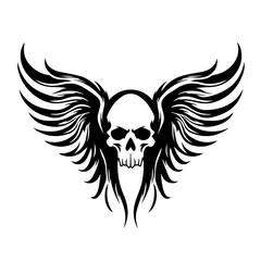 Gothic Skull with Wings Vector Emblem