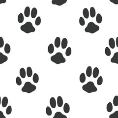 Cute doodle cat or dog paws print seamless pattern, neutral animal cat dog hand drawn background
