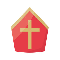 Obraz premium pope, bishop Saint Nicholas hat, barrenwort icon- vector illustration