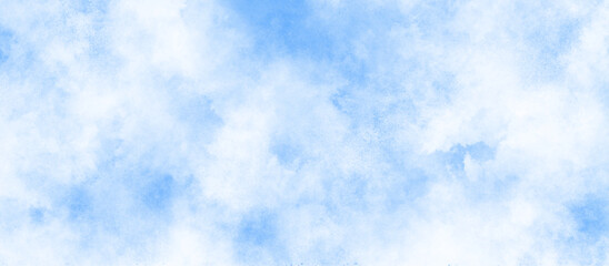 Grunge sky blue soft painted watercolor paint splash and stains, painted mottled blue background with vintage blue paper texture, White Cloud and Blue Sky clouds, Turquoise color handmade watercolor.