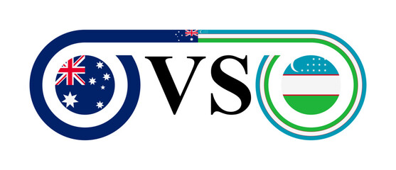 concept between australia vs uzbekistan. vector illustration isolated on white background