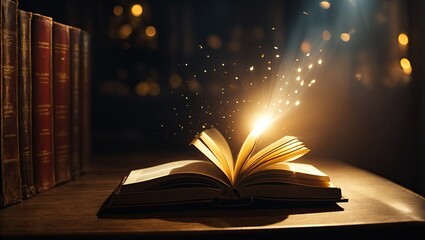 a book with a light coming out of it