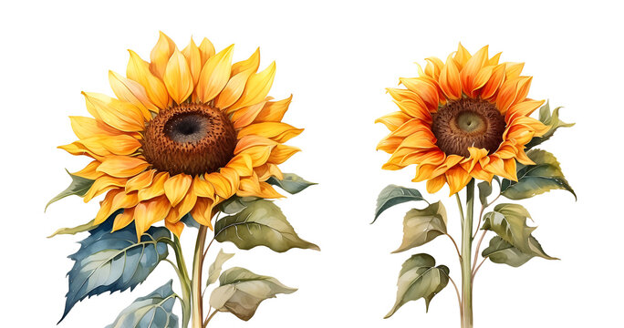 Sunflower isolated on a transparent background, generative AI