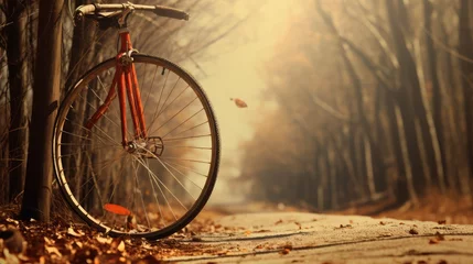 Plexiglas foto achterwand old bicycle in the street © faiz