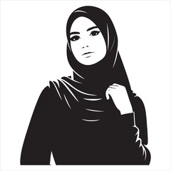 Fototapeta premium A hijab woman vector silhouette, Black color silhouette, white background