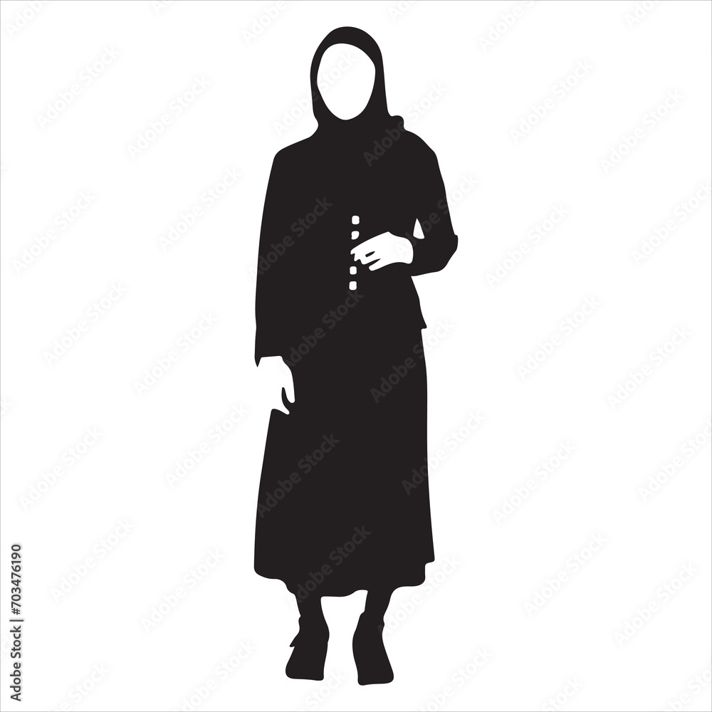 Poster a hijab woman vector silhouette, black color silhouette, white background