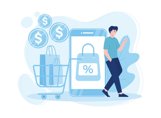 customer attraction, marketing, sales, discounts, cashback concept flat illustration