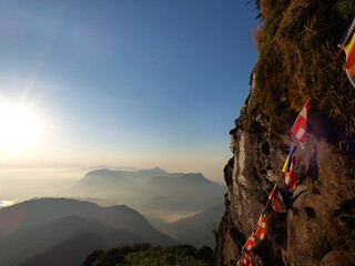 Morning mist during sunrise on Adam's peak, Sri Lanka