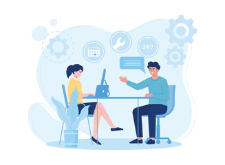 Professional consulting and strategy management and problem solving services assist clients with business problems concept flat illustration