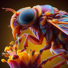 Macro photography of xenomorph insects on flowers