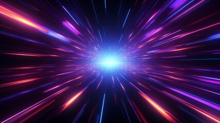 Fototapeta premium abstract flight retro neon hyper warp space tunnel