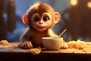 Cute looking monkey wanna have food