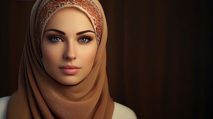 Beautiful muslim lady, copy space  with generative ai