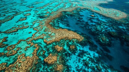 Vibrant Aerial Symphony: Barrier Reef's Living Mosaic