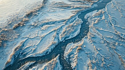 Fototapeta premium Winter's Delicate Lacework: Aerial Frost Pattern Elegance