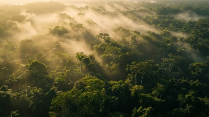 Whispers of Dawn: Mist-Cloaked Amazon Canopy