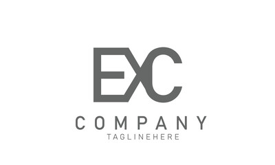 Exc lettering initial monogram logo design