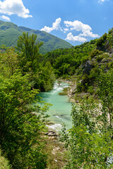 Fototapeta na wymiar The river Candigliano near Piobbico, in Marche region, central Italy