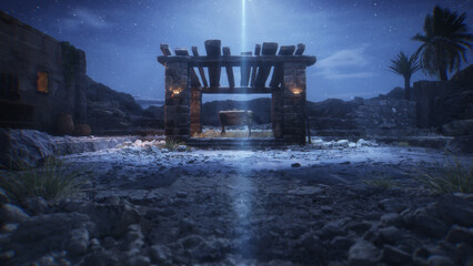 CGI Manger scene with Christmas Star.