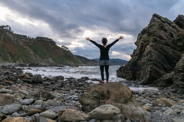 Enjoying nature on a wild beach. Asturias
