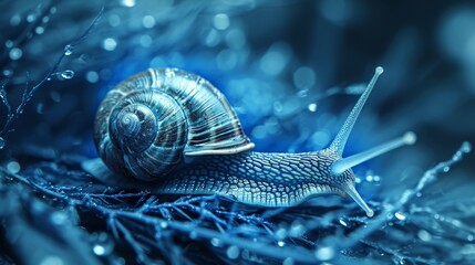 A detailed abstract style x-ray image capturing the spiral elegance of a snail's shell. - obrazy, fototapety, plakaty