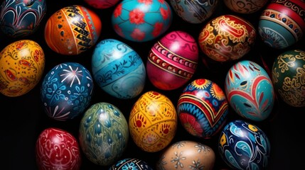 Fototapeta na wymiar Bright and vibrant easter eggs in various colors - festive spring celebration concept