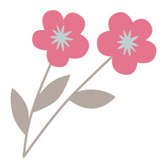 Summer and spring flora, plant and herb with petal, leaf. Cute modern flower. Blossomed flower element on white background. 