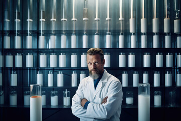 Man chemistry professional science experiment research laboratory scientist lab person medicine chemist