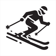 Obraz premium A Skier Vector silhouette, Simple Skier pose vector art illustration