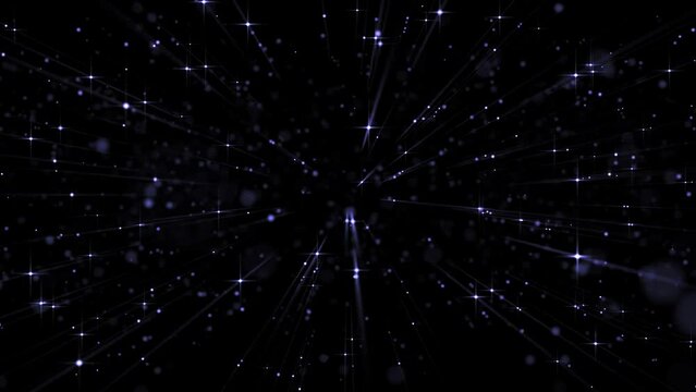 Abstract blue silver stars particles background animation with a particle shining rays form in ambient background environment