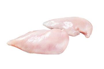 Chicken breast fillet, fresh raw poultry meat Transparent background. Isolated.