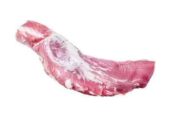 Raw pork tenderloin meat.  Transparent background. Isolated.