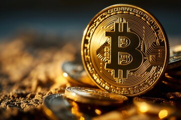 bitcoin cryptocurrency digital money golden coin