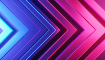 Foto op Canvas 3d render abstract panoramic neon background with arrows showing right direction blue pink red gradient © Florence