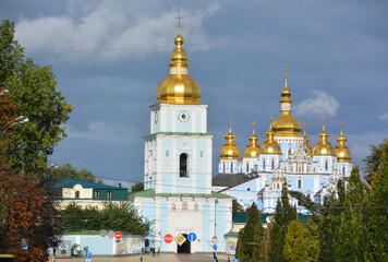 Fototapeta na wymiar Saint Michael Golden Domed Monastery is a functioning monastery. The monastery is located on the right bank of the Dnieper River northeast of the Saint Sophia Cathedral.
