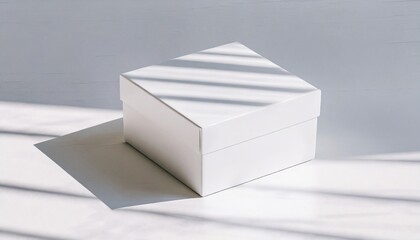 white box mockup on white table with shadows 3d rendering