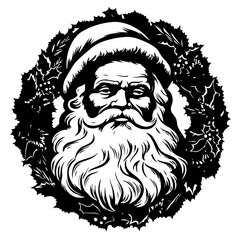 Santa Claus with Floral Wreath Vector