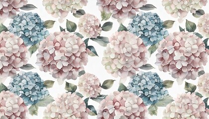 watercolor hydrangea flowers seamless pattern floral background luxury 3d wallpaper premium texture...