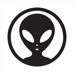 Alien vector silhouette illustration black color, Alien pose vector art, isolated white background