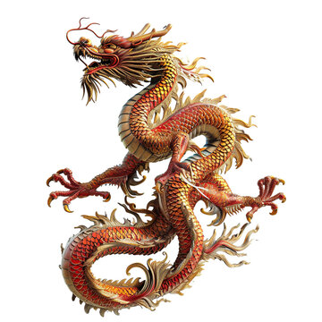 Full body Chinese dragon, Asian dragon isolated on white background