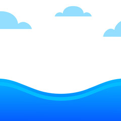 Blue wave, water wave, lines, blue sky background. Vector texture design poster banner abstract blue wallpaper background.