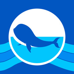 Happy cute sweet whale wallpaper blue background vector.