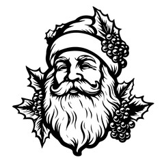Santa Claus Adorned with Holly Berries Vector