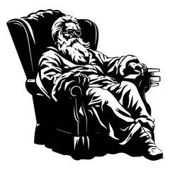 Santa Claus Relaxing in Armchair Vector