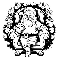 Santa Claus Relaxing in Armchair Vector