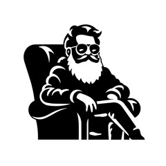 Santa Claus Relaxing in Armchair Vector
