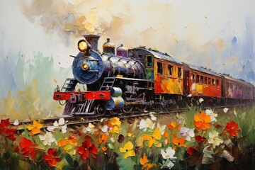 Obraz premium Christmas Train Sets - Generative AI