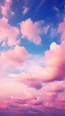 Pink cloudscape with blue sky - obrazy, fototapety, plakaty