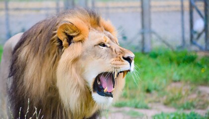 angry roaring lion closeup ai